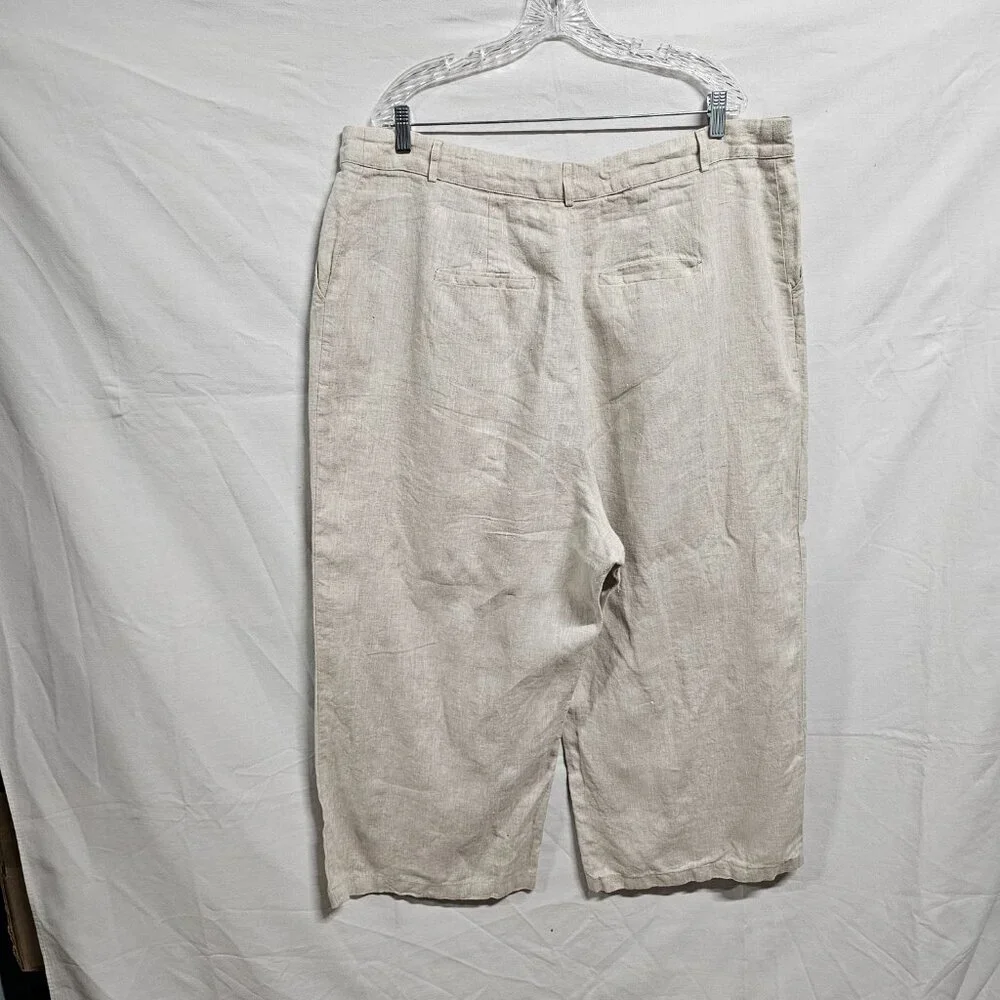 Reformation Mason Wide Leg Women Pants Size 22 Khaki 100% Linen